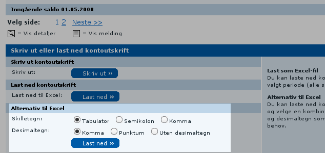 Last ned kommaseparert tekst-fil